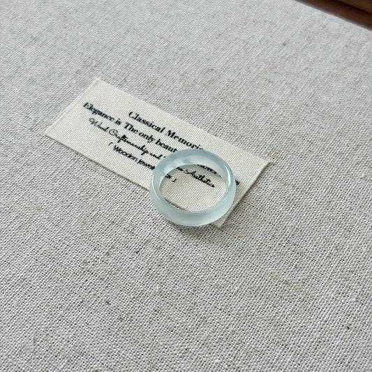 Light Blue Chalcedony Agate Ring Bangle US 7.5 Ring Band