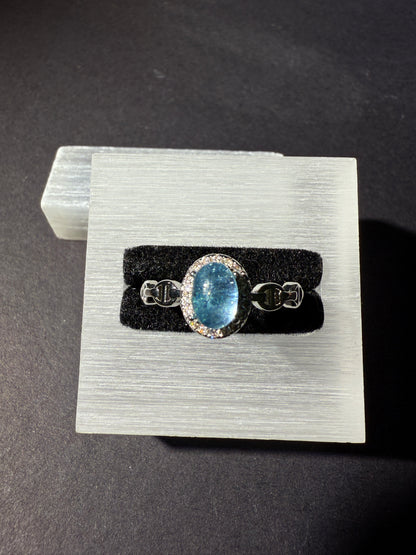 Aquamarine zirconia Ring Adjustable Free Size