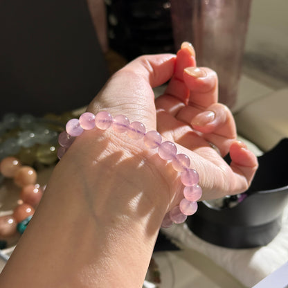 Purple Rose Quartz 8.2mm Beaded Bracelet