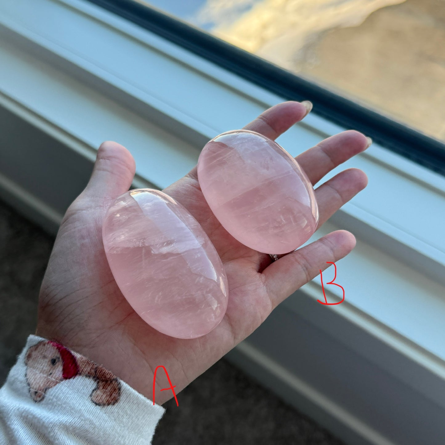 Rose Quartzs  Palm Stone Soapstone HQ