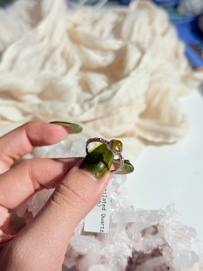 Vintage 925 Golden Rutile Quartz Zirconia Ring