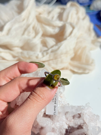 Vintage 925 Golden Rutile Quartz Zirconia Ring