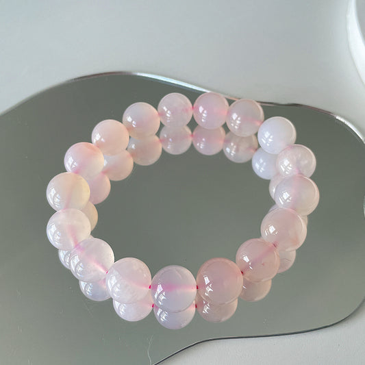 Pink Agate Bead Bracelet