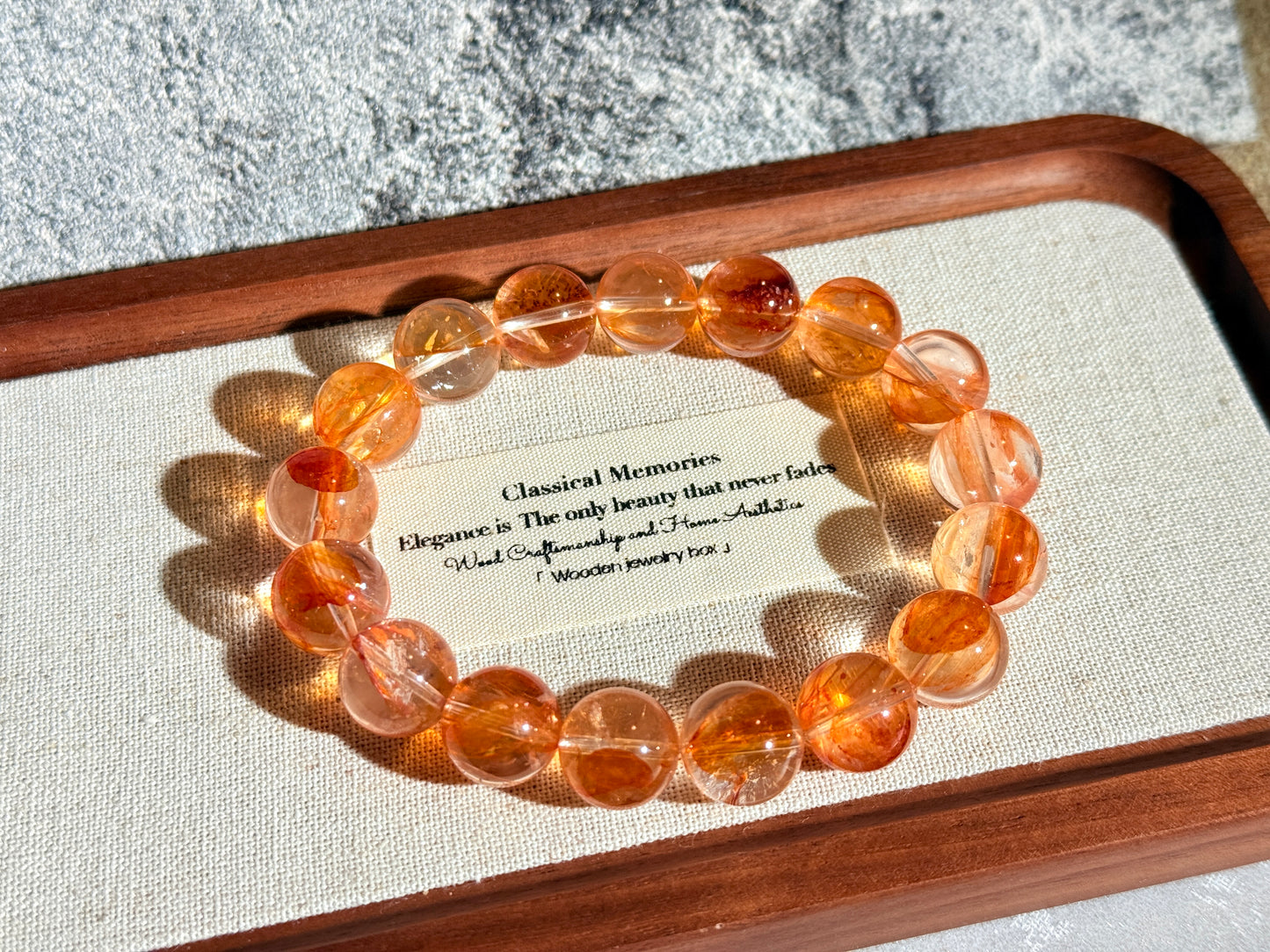 Golden Fanta Hematoid Quartz Fire Quartz 12.8mm Beaded Bracelet