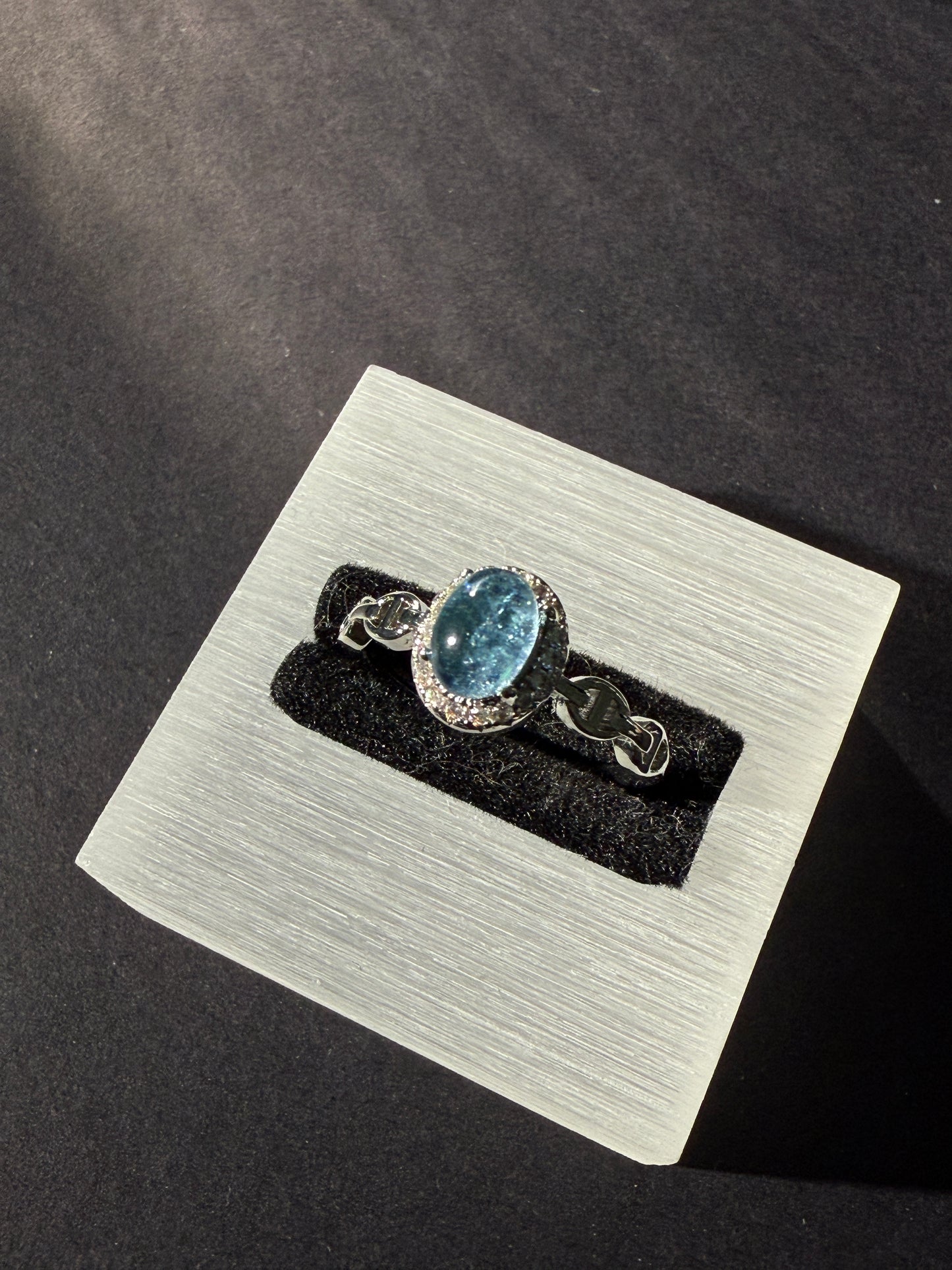 Aquamarine zirconia Ring Adjustable Free Size