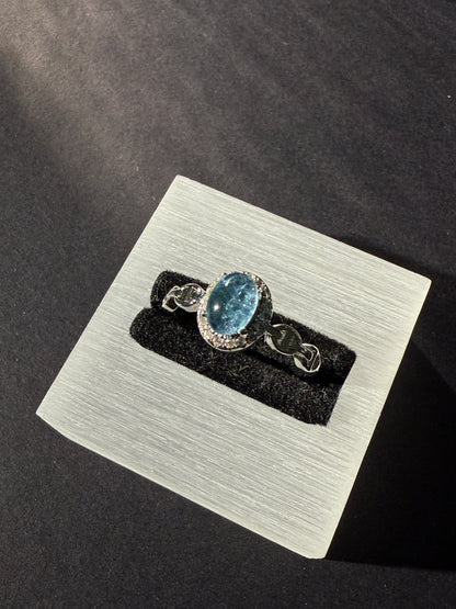 Aquamarine zirconia Ring Adjustable Free Size
