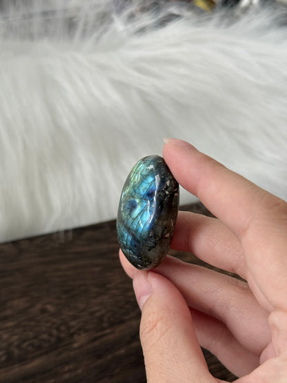 Labradorite Palm Stone Double Sided Flash