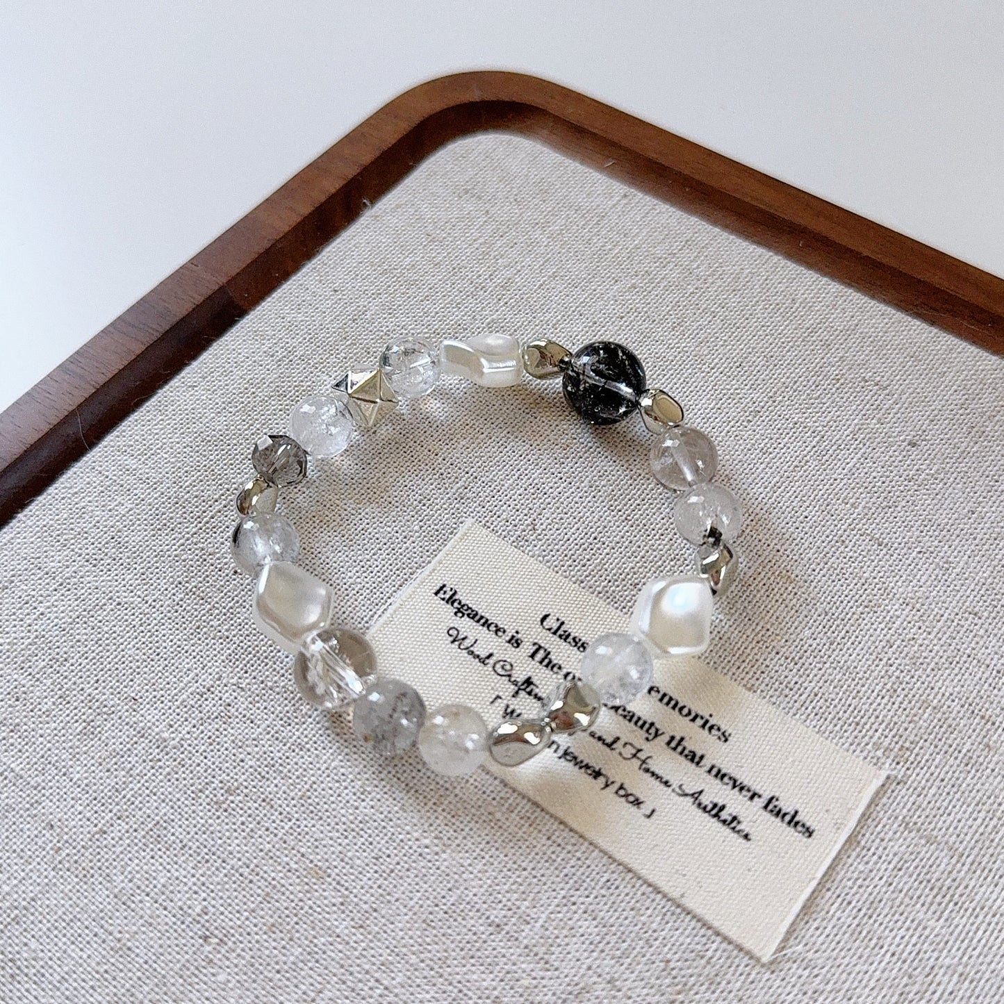 Black Herkimer Diamond Design Bracelet