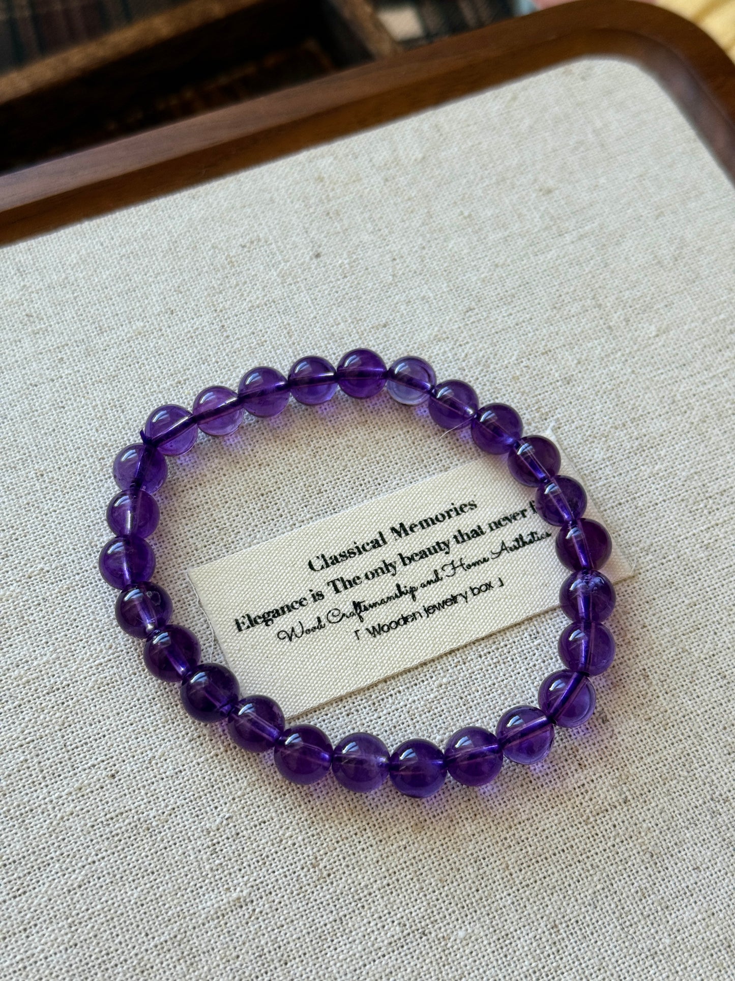 High Grade Brazil Amethyst 7.8mm Bead Bracelet