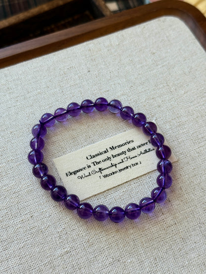 High Grade Brazil Amethyst 7.8mm Bead Bracelet