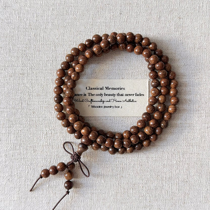 Gold Phoebe Ebony Gold Wire Sandalwood 108 Mala 6mm Bead Bracelet 金絲檀木