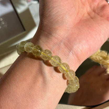Collector Grade Libyan Gold Tektite Desert Glass 10mm Beaded Bracelet