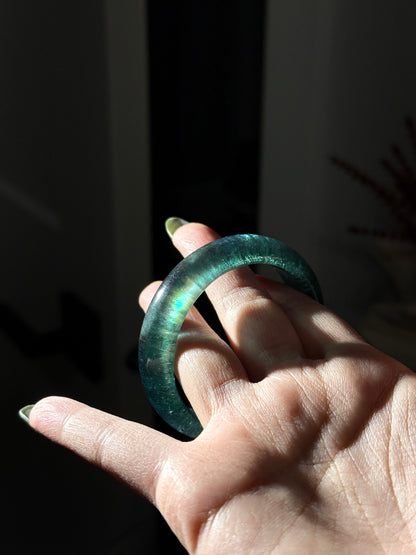 Dark Green Beryl Aquamarine Bangle