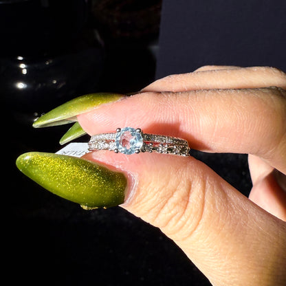 Blue Topaz Silver Plated Ring