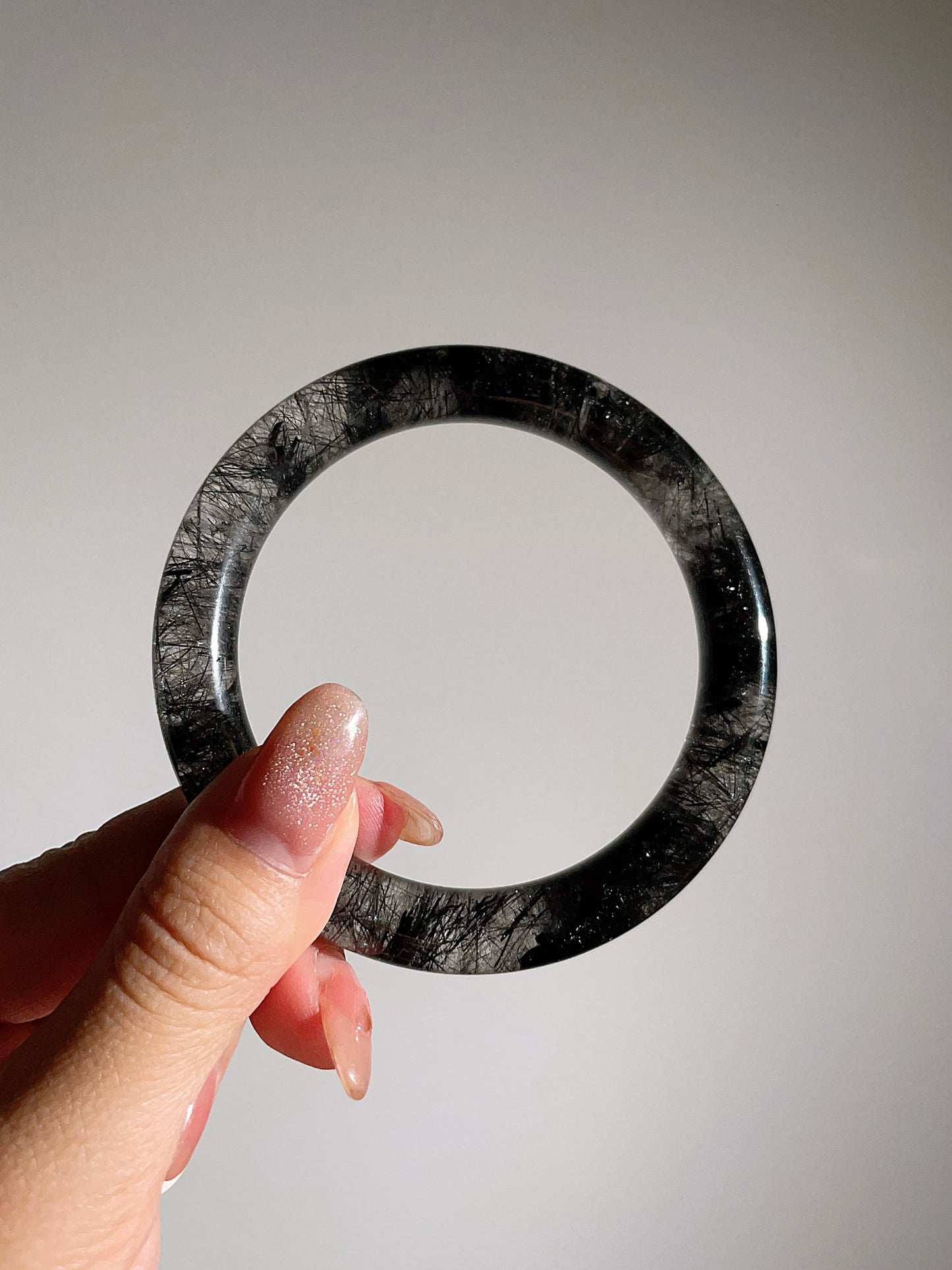 High Quality 60.3mm Black Rutilated Quartz Bangle
