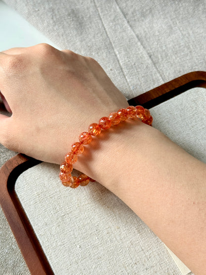 Premium Quality Golden Strawberry Orange Sunstone Beaded Bracelet