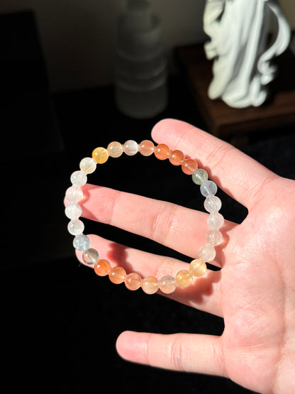 Collection Grade Rainbow Rabbit Hair Cateyes Rutiles 6.9mmBead Bracelet