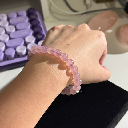 Purple Rose Quartz 8.2mm Beaded Bracelet