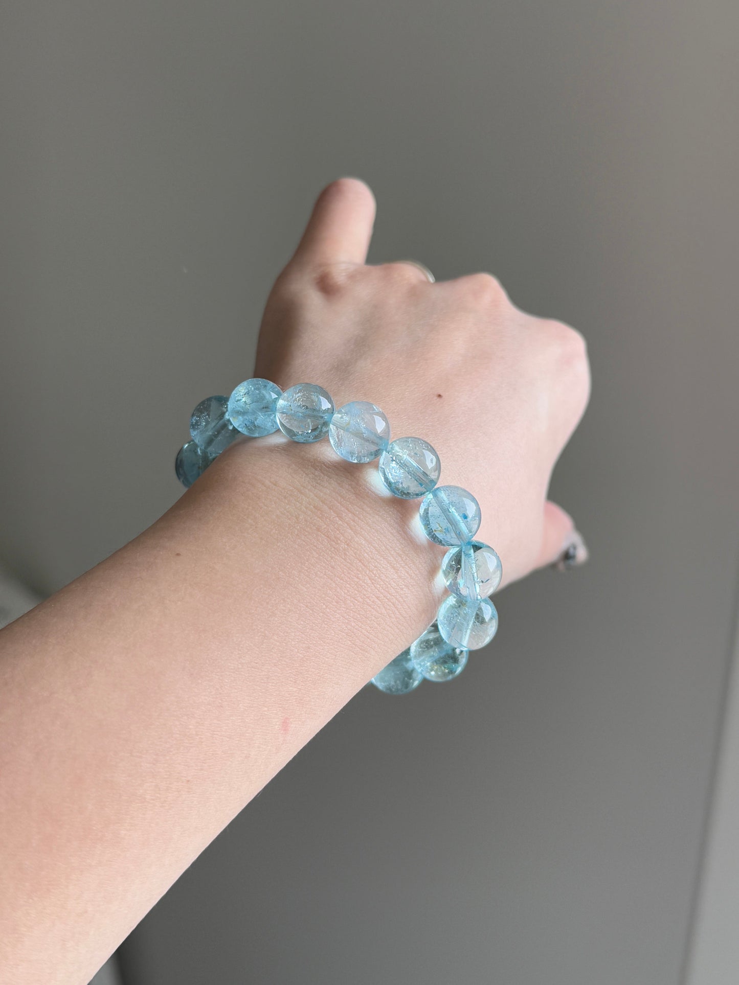 Natural Top Grade Blue Topaz 11.2mm Beaded Bracelets