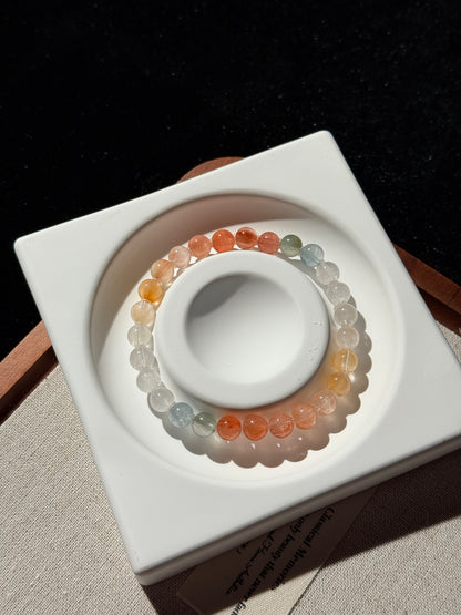 Collection Grade Rainbow Rabbit Hair Cateyes Rutiles 6.9mmBead Bracelet