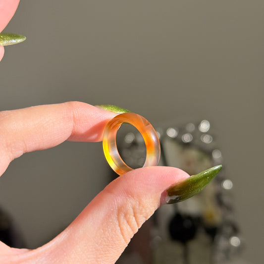 Bicolor Orange Chalcedony Agate Ring Bangle US 7.5 Ring Band