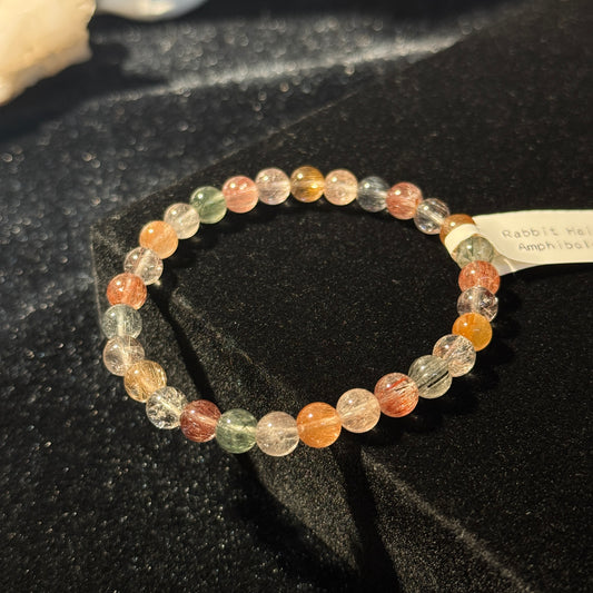 Rainbow Rabbit Hair Amphibole 6.5mm Bracelet