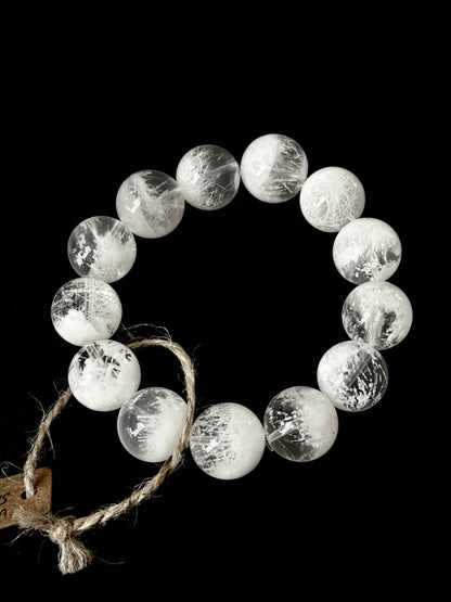 White Snowflake Phantom 14.5mm Beaded Bracelet