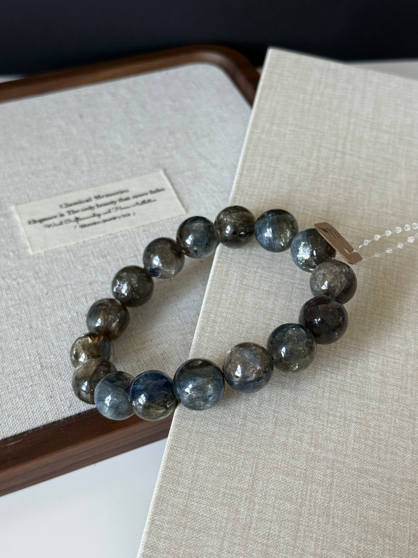Blue/ Black Kyanite with Mica Bead Bracelet
