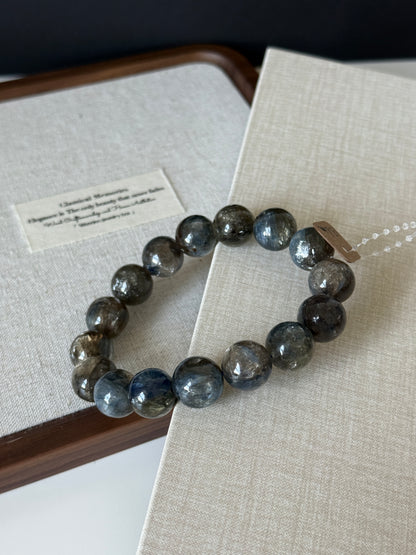 Blue/ Black Kyanite with Mica Bead Bracelet