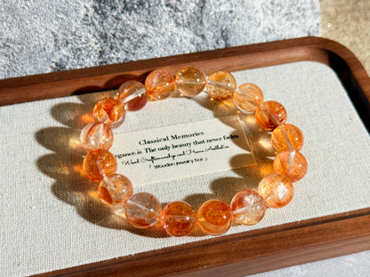 Golden Fanta Hematoid Quartz Fire Quartz 12.8mm Beaded Bracelet