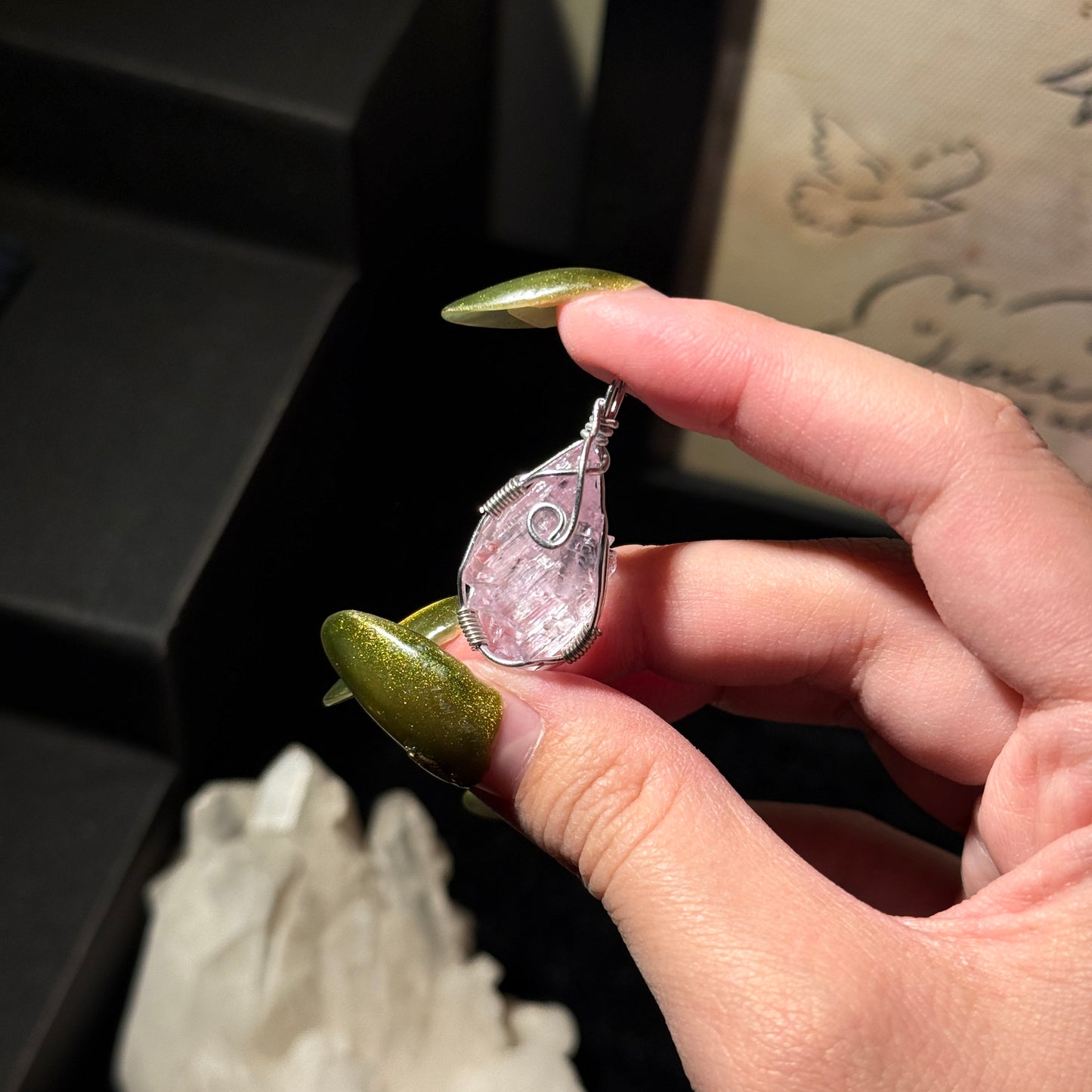 Collection Grade Kunzite Pendant with silver Necklace chain included