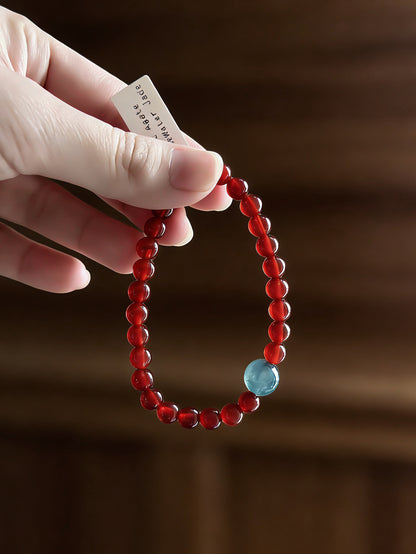 Red Cornelian Agate Lucky Stone with Jade 6.6mm HQ