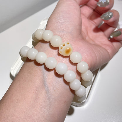 White Bodhi Seed Beaded Bracelet