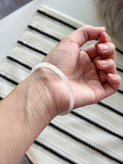 Myanmar Slim White Jade Bangle 57mm