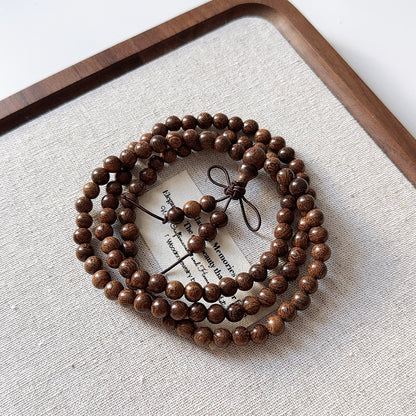 Gold Phoebe Ebony Gold Wire Sandalwood 108 Mala 6mm Bead Bracelet 金絲檀木