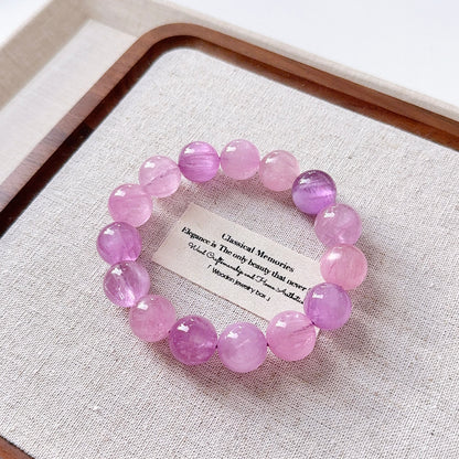 Ultra High Quality Gemmy Pinky Purple CatEye Kunzite 14.5mm Beaded Bracelet