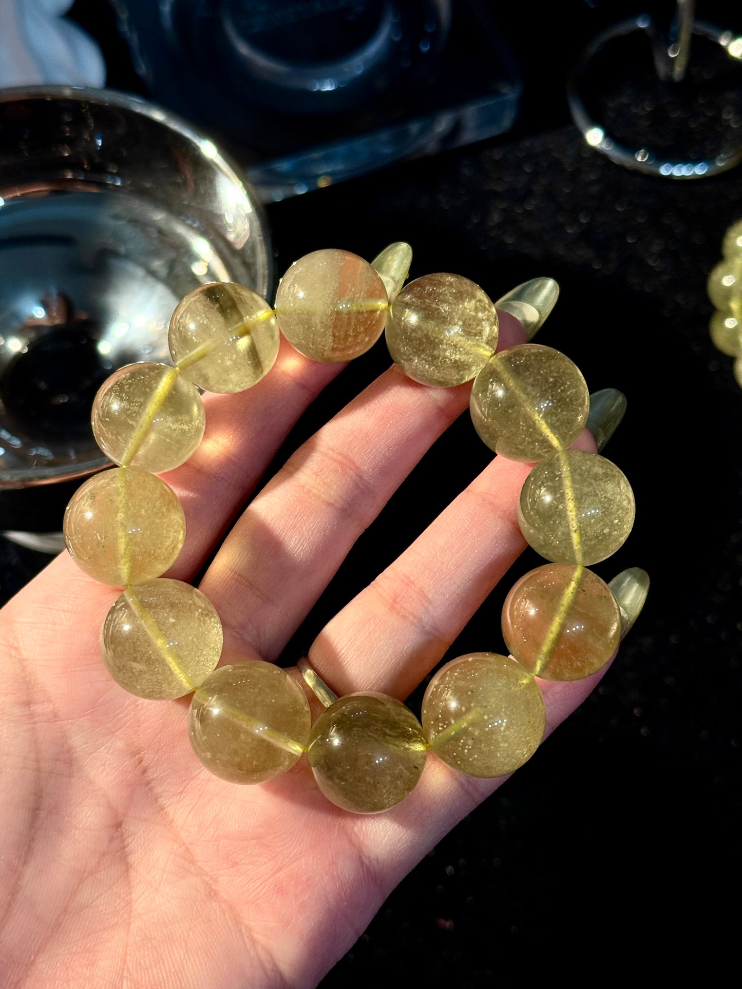 Collector Grade Libyan Gold Tektite Desert Glass 18mm Beaded Bracelet