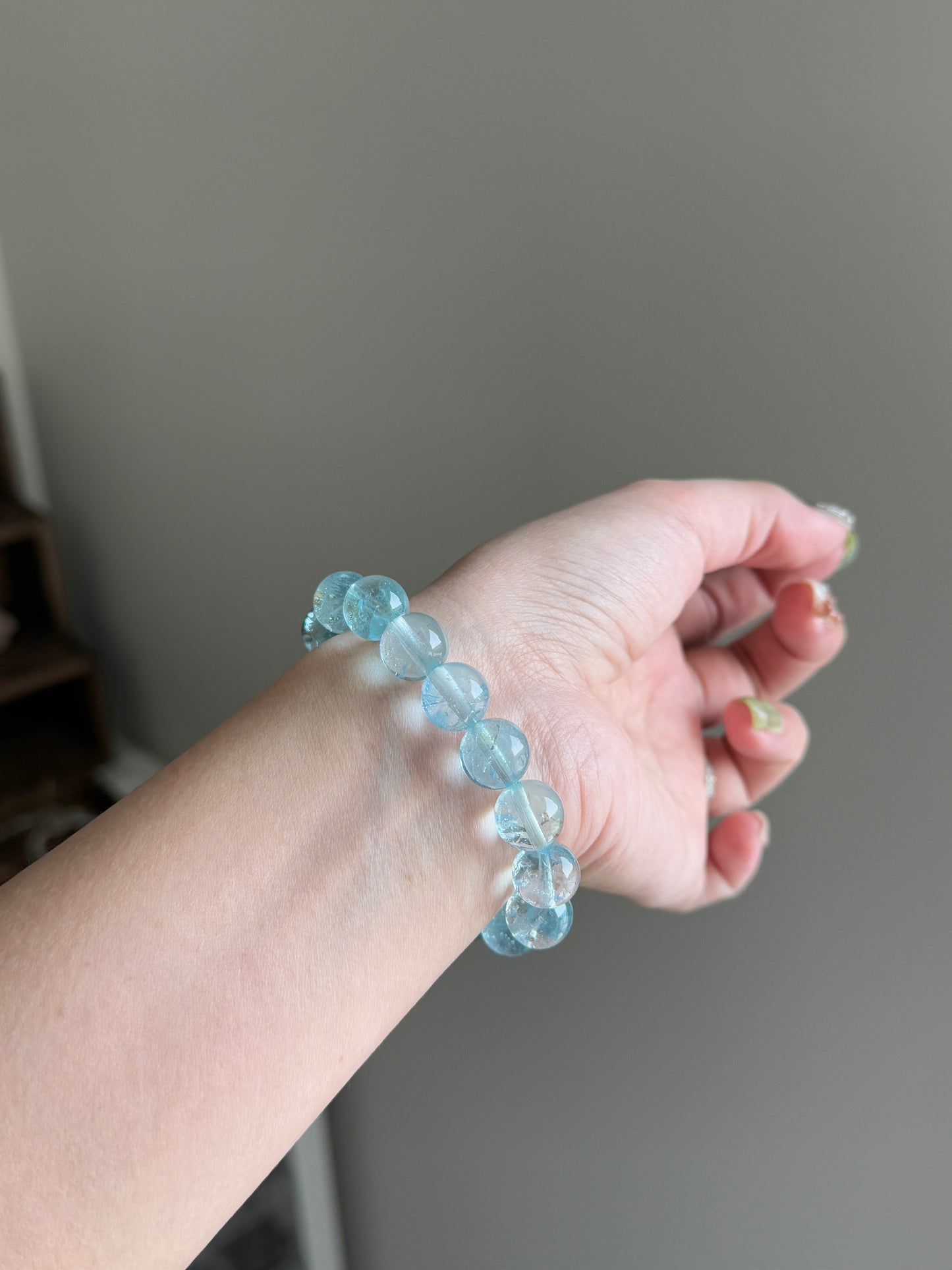 Natural Top Grade Blue Topaz 11.2mm Beaded Bracelets