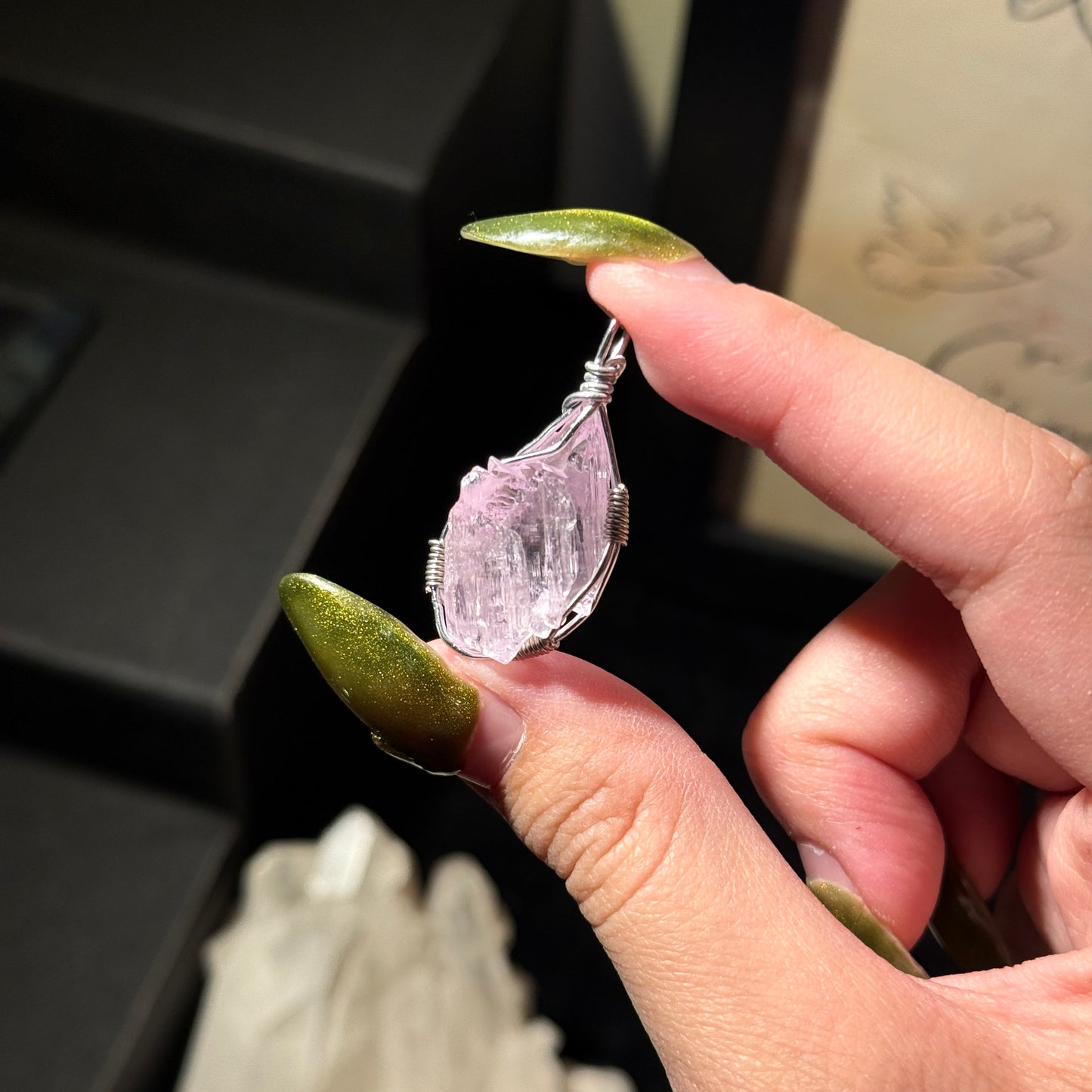 Collection Grade Kunzite Pendant with silver Necklace chain included