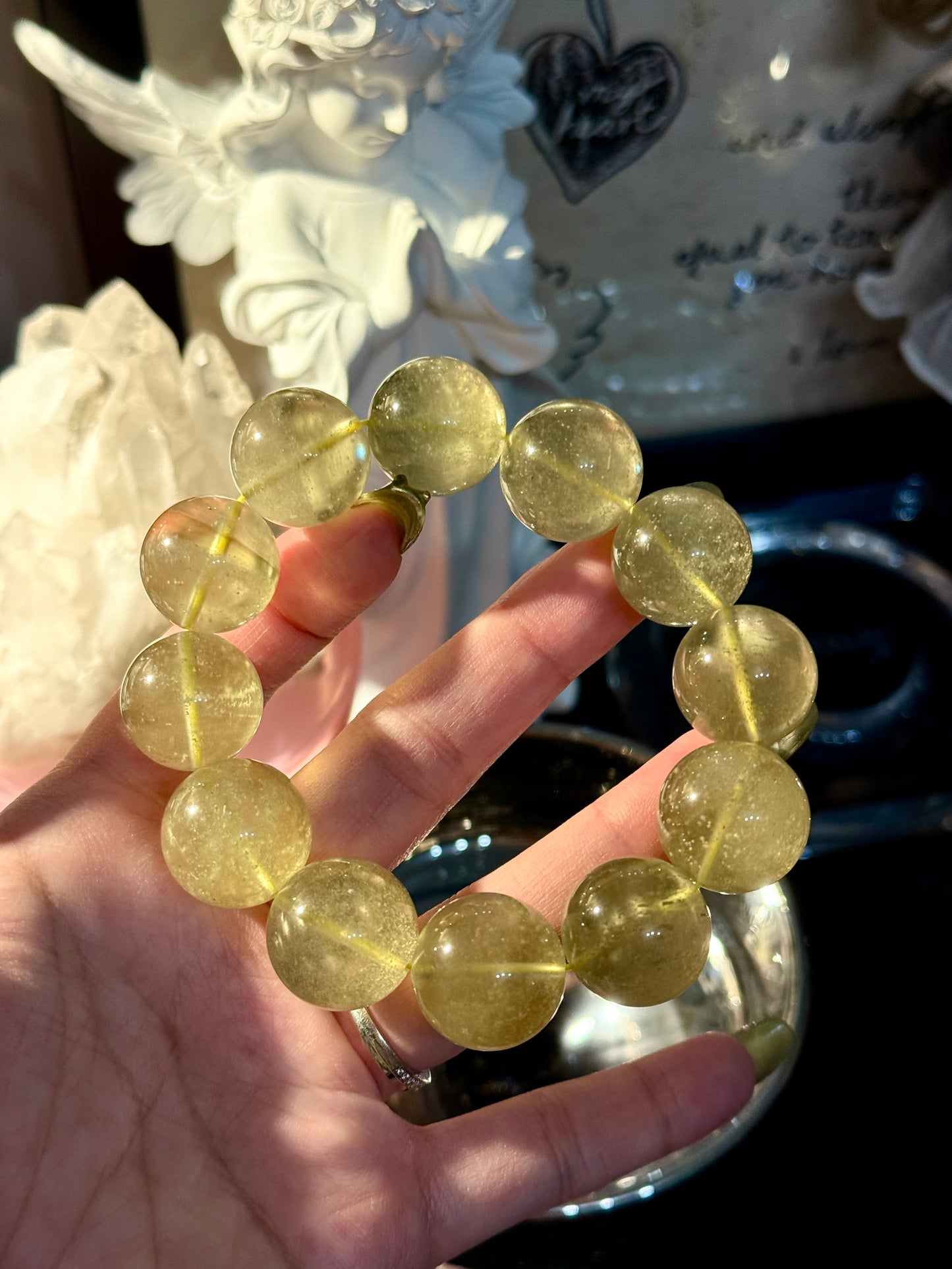 Collector Grade Libyan Gold Tektite Desert Glass 18mm Beaded Bracelet