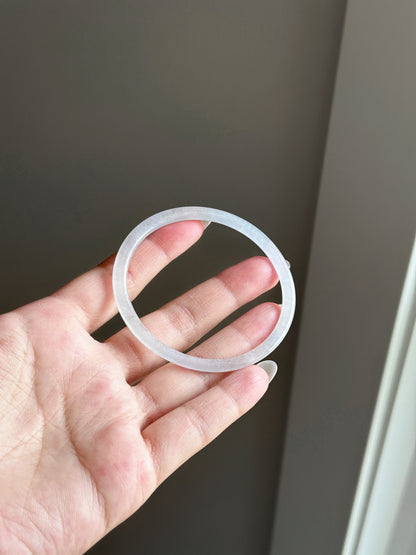 Myanmar Slim White Jade Bangle 57mm