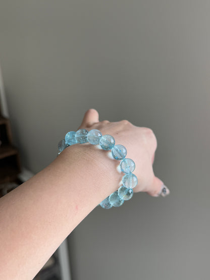 Natural Top Grade Blue Topaz 11.2mm Beaded Bracelets