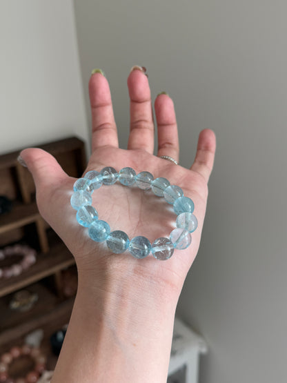 Natural Top Grade Blue Topaz 11.2mm Beaded Bracelets