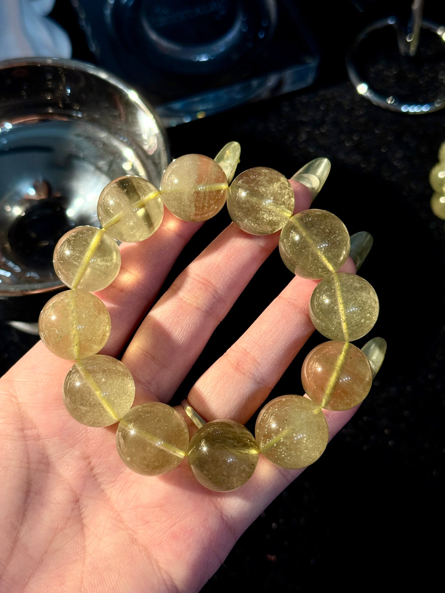 Collector Grade Libyan Gold Tektite Desert Glass 18mm Beaded Bracelet