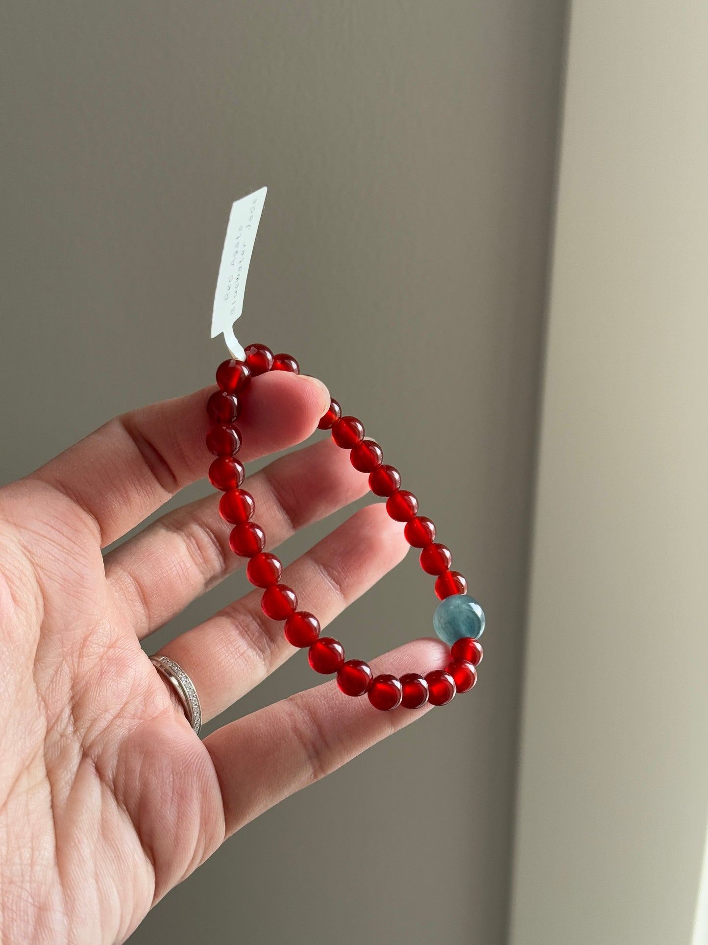 Red Cornelian Agate Lucky Stone with Jade 6.6mm HQ