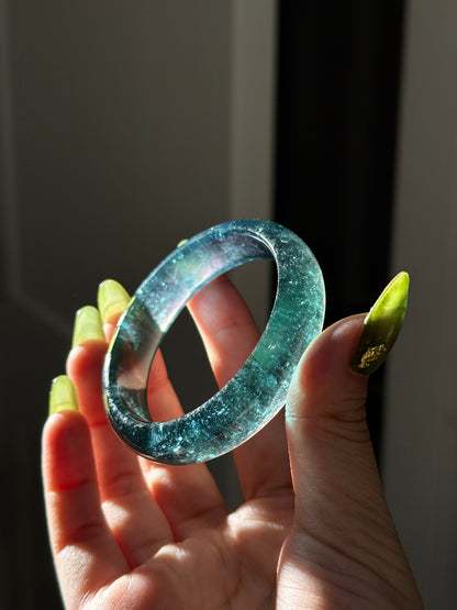 Dark Green Beryl Aquamarine Bangle