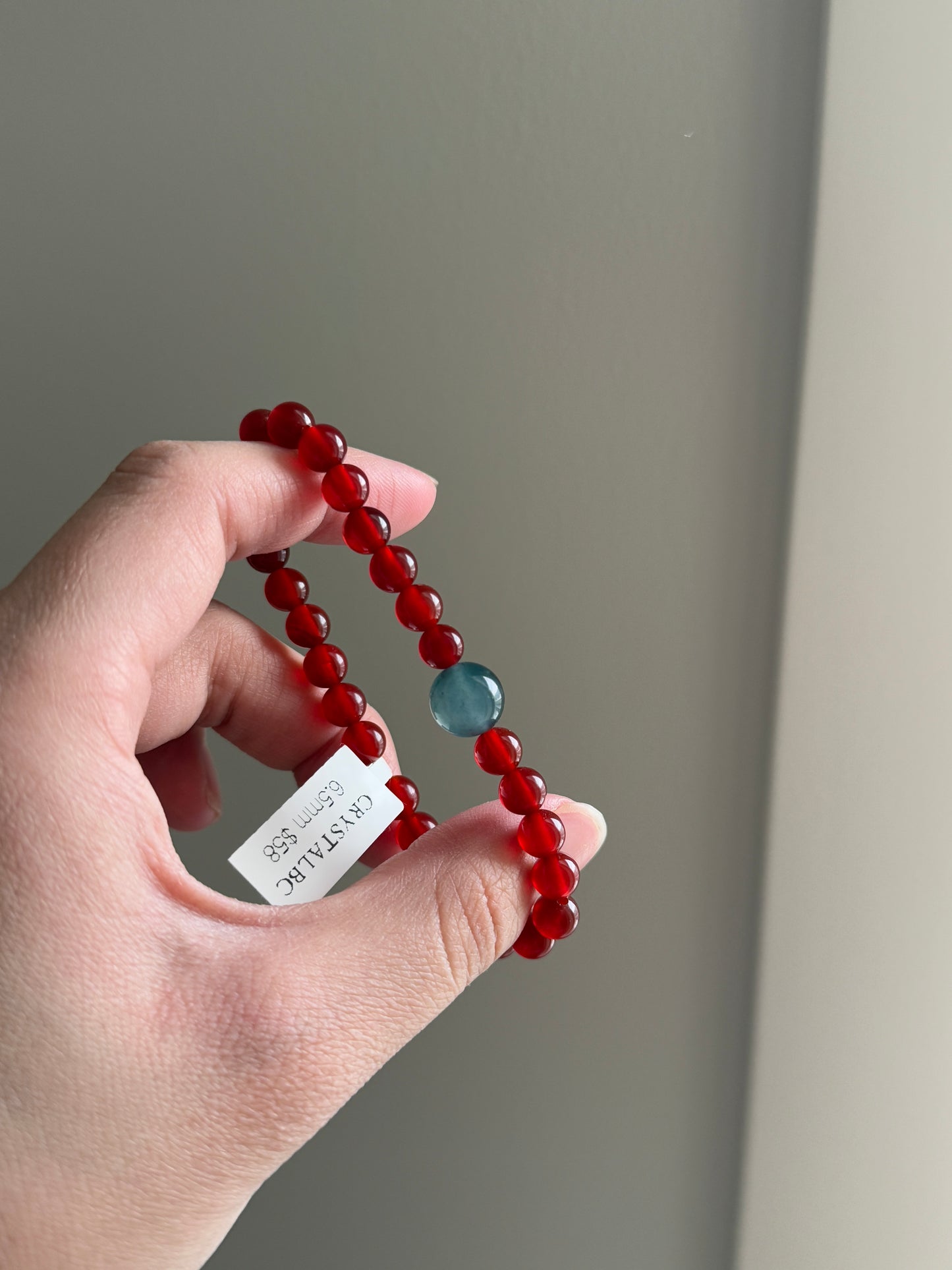 Red Cornelian Agate Lucky Stone with Jade 6.6mm HQ