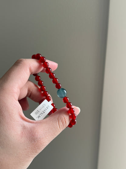 Red Cornelian Agate Lucky Stone with Jade 6.6mm HQ