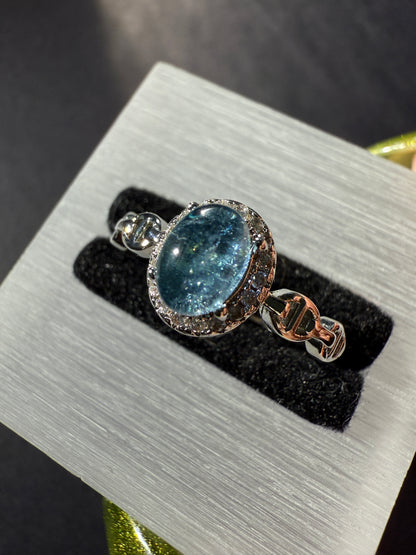 Aquamarine zirconia Ring Adjustable Free Size