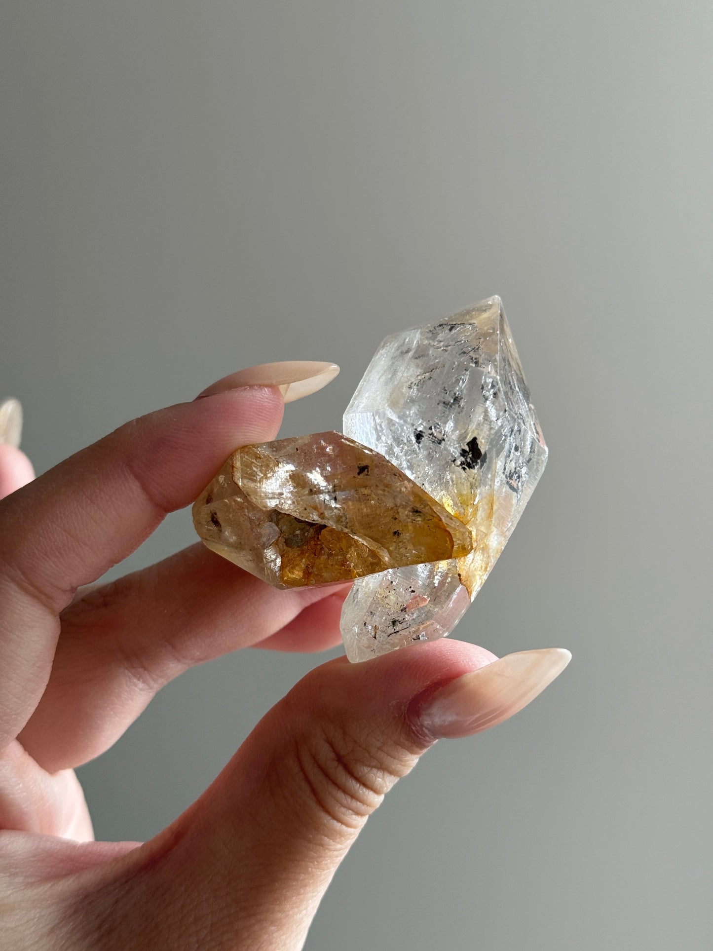 Golden Herkimer Point High Clarity Heart